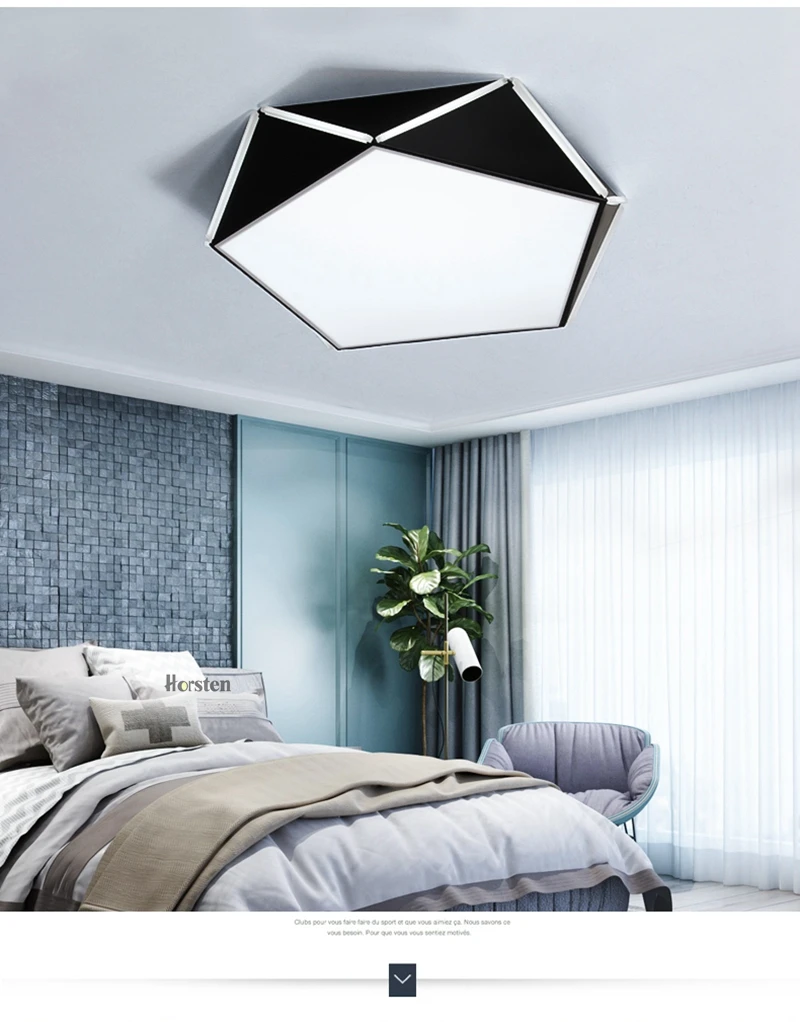 Horsten Geometric Design Ceiling Lights Lamps With Remote Control Indoor Lighting For Bedroom Living Room 6-20 Square Meters (5)