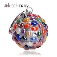 Женская вечерняя сумочка из керамики Алмазный бисер свадебное круглое кольцо для Бала сумка клатч кошелек круглая сумка через плечо Лучшая цена