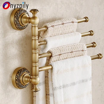 

Full-copper towel rack folding rotary wool hanging receives retro blue-and-white ceramic towel hanging hardware