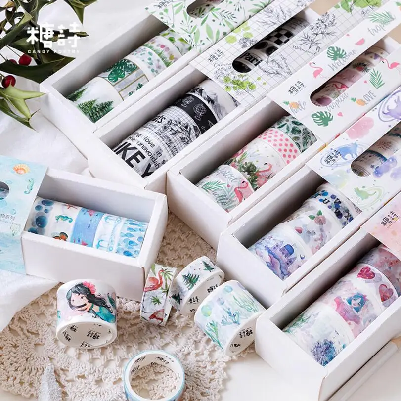 

10pcs/Set Cute washi tape Ocean Mermaid washitape Green Plants masking tape Kawaii material escolar washi scrapbooking papelaria