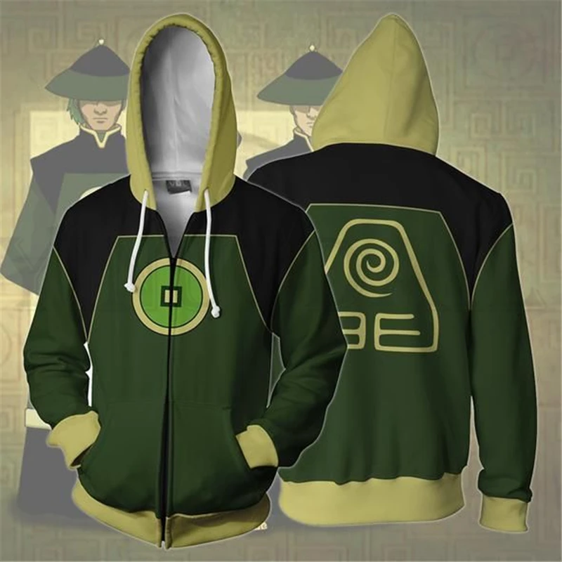 

Sweatshirts Men and Women Zipper Hoodies Anime Avatar 3d Print Hooded Jacket for Boys Green Harajuku Streetwear Cosplay Hoodie