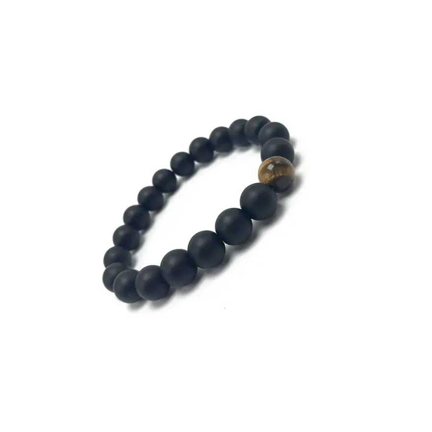 

New Arrival Natural stone jewelry.10mm matte black Tiger Eye beads Men lucky bracelet
