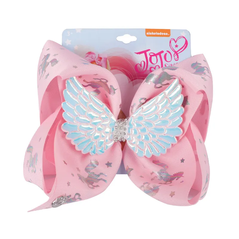 

Large 8 inch Party Decoration Polyester Wing Jojo Bows for Girls Birthday Hair Bows for Girls With Clips kowknot Handmade
