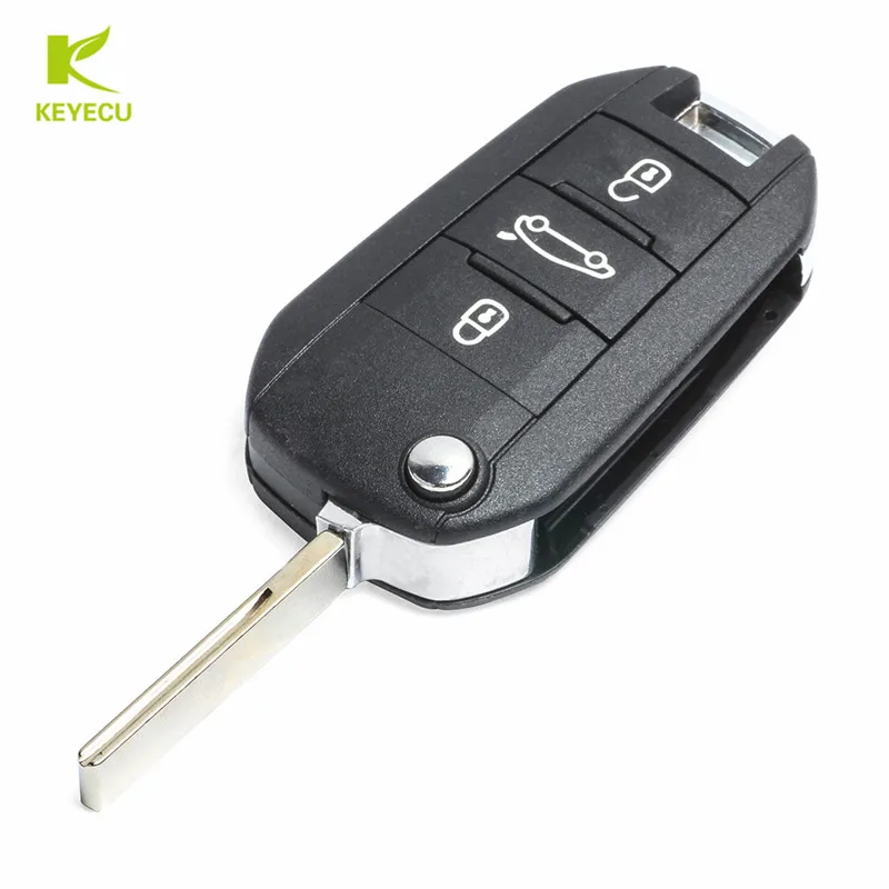 KEYECU Replacement Flip Remote Key Fob 3B 433MHz 4A Chip for P*eugeot Partner 508 308 Expert For C*itroen Dispatch C3 C4 Cactus