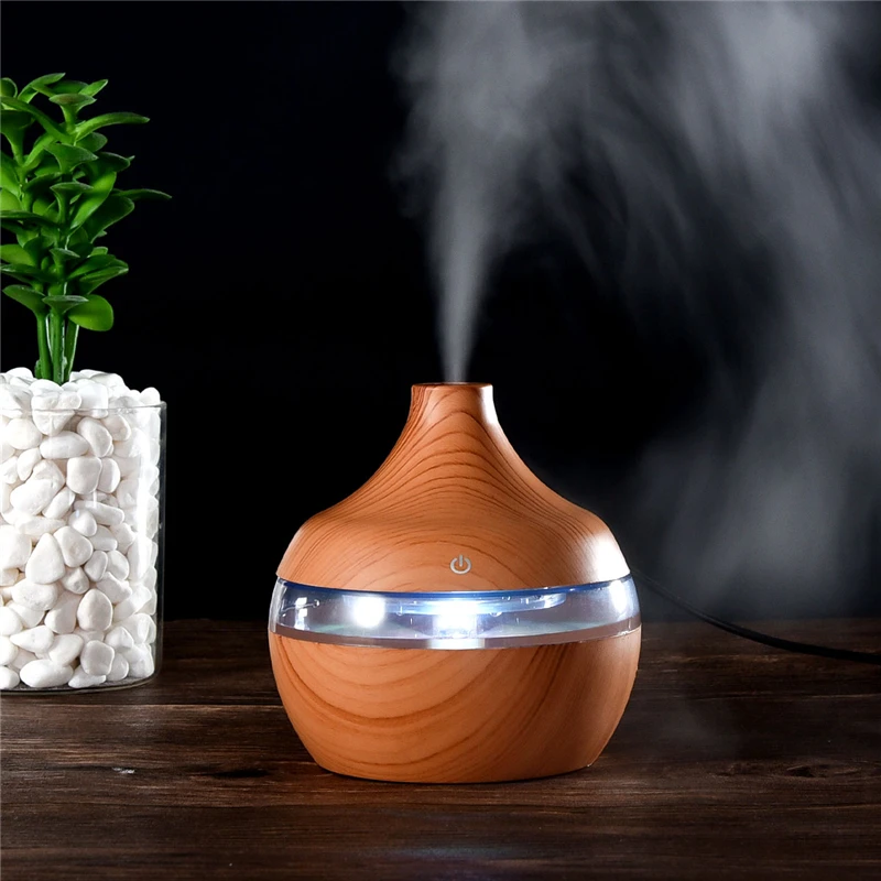 300ml USB Air Humidifier Wood Grain Mini Aroma Diffuser Ultrasonic