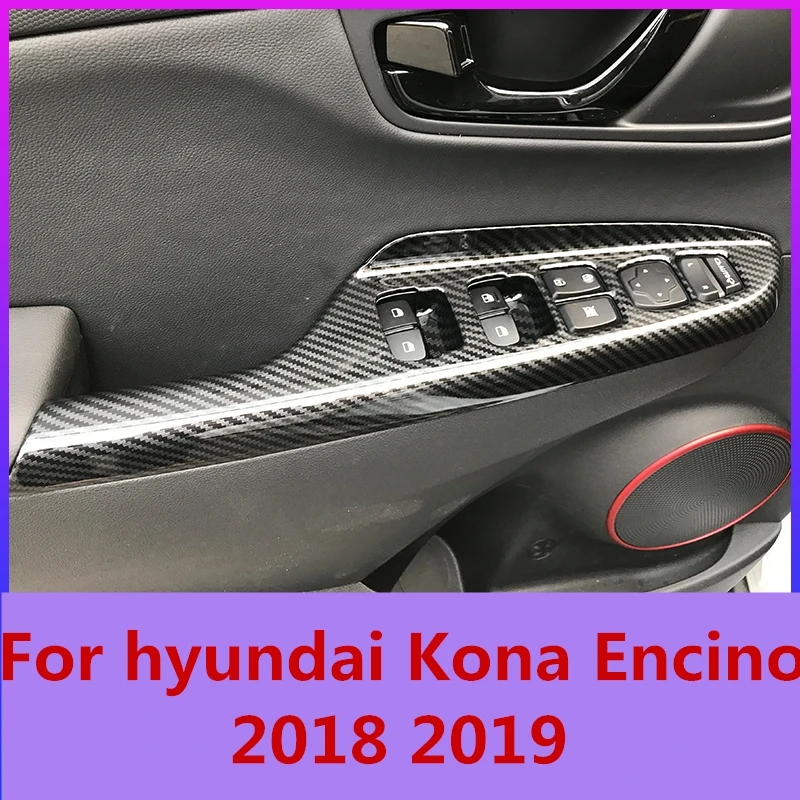 

Window Control Panel Glass Lifter Switch Cover Trim Protectors Car Styling Accessories For Hyundai Kona Encino 2018 2019