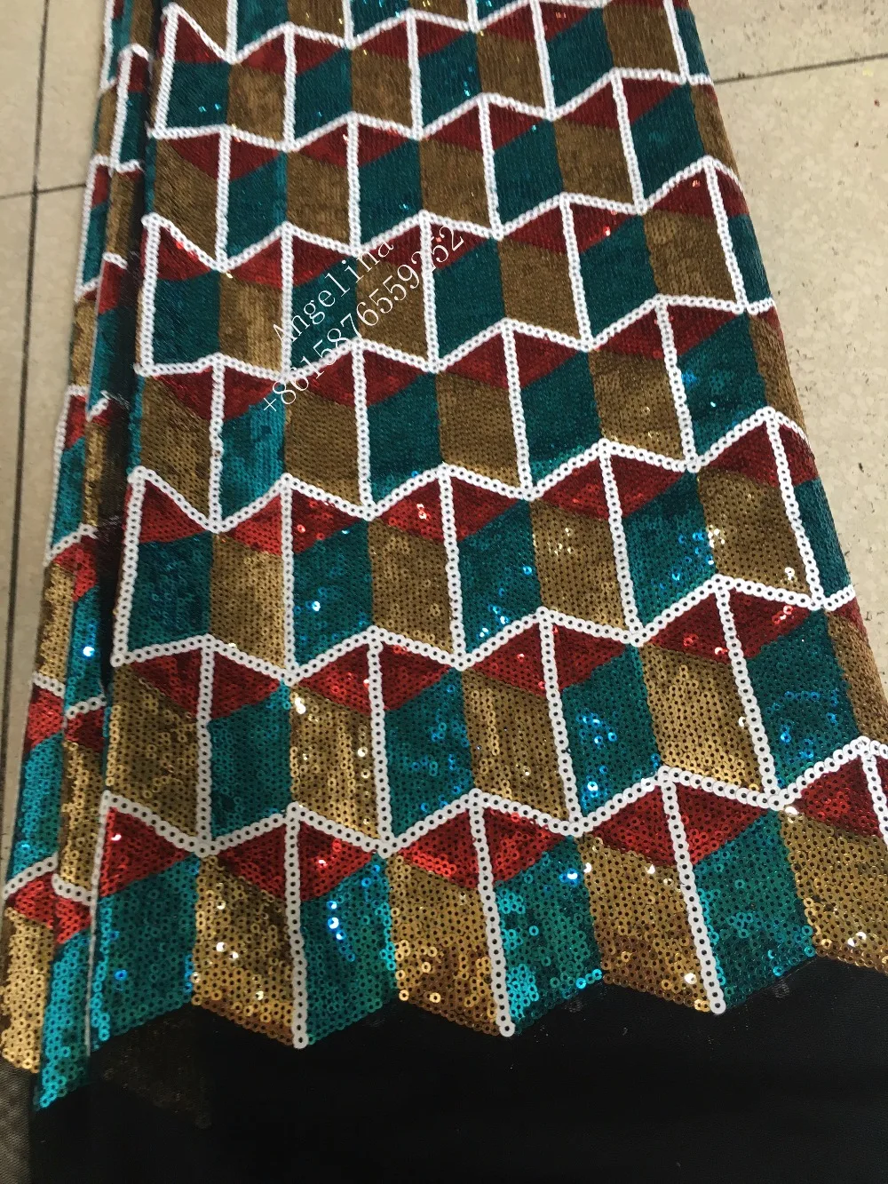 

Gold green red african sequin lace fabric 450*135CM french net lace fabric with sequins high quality sequin fabric BZL-35158