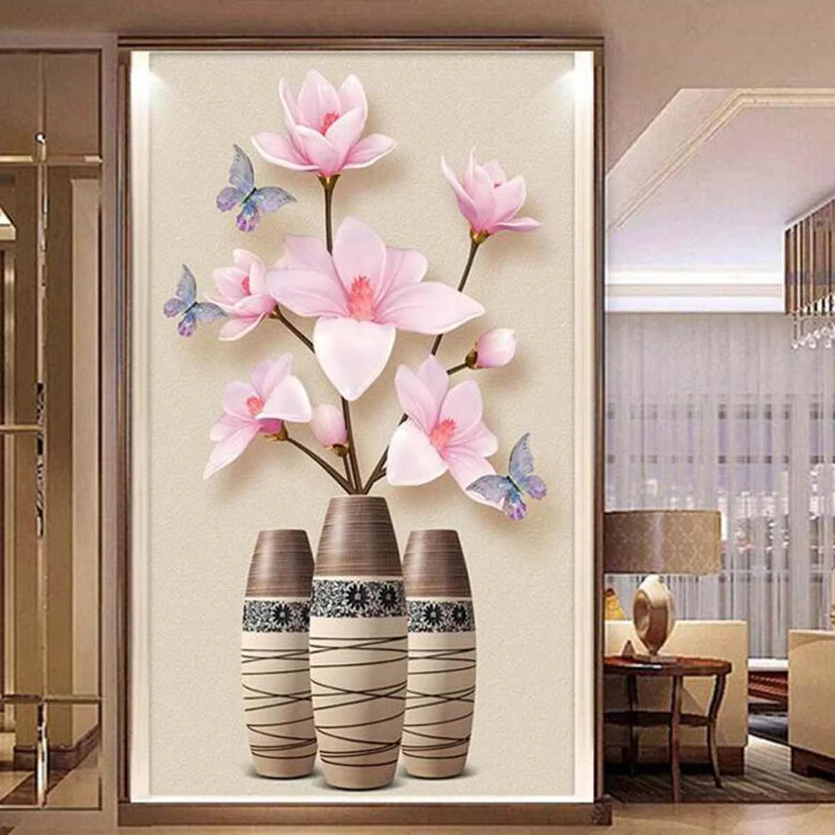 

3 Sizes Flower Diamond Painting Embroidery DIY Cross Crafts Stitch Kit Set Art Wall Mural Background Home Wall Decoration