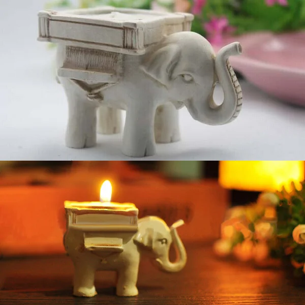 Wholesale 50pcs/lot Party Favour Resin "Lucky Elephant" Tea Light