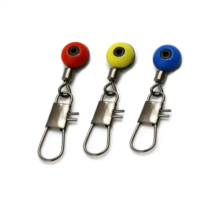 

100pcs Yellow/Red/Blue Barrel Swivel Fishing Line Sinker Slides & Interlock Snap Space Beans Saltwater Freshwater Size S M L