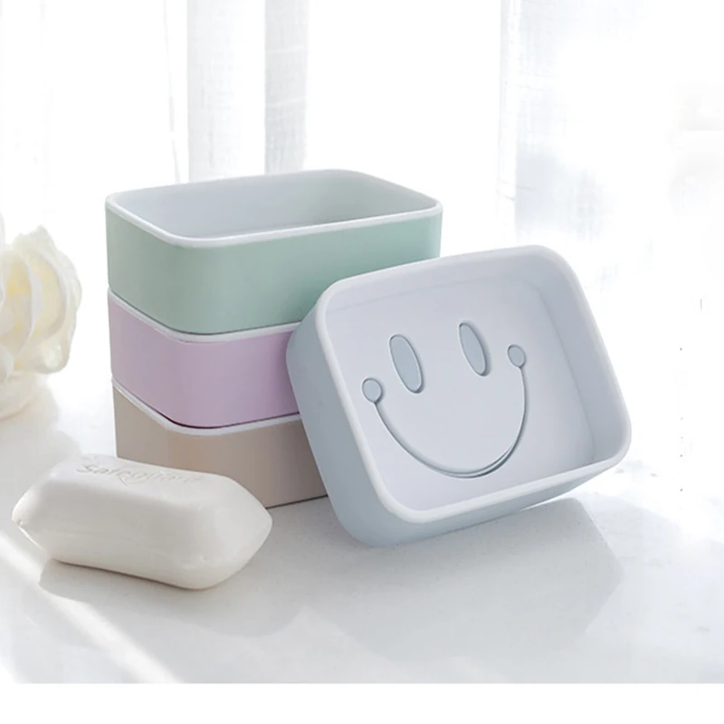 Пластиковая мыльница Smile face слив ванной держатель для мыла Нескользящая мыльная