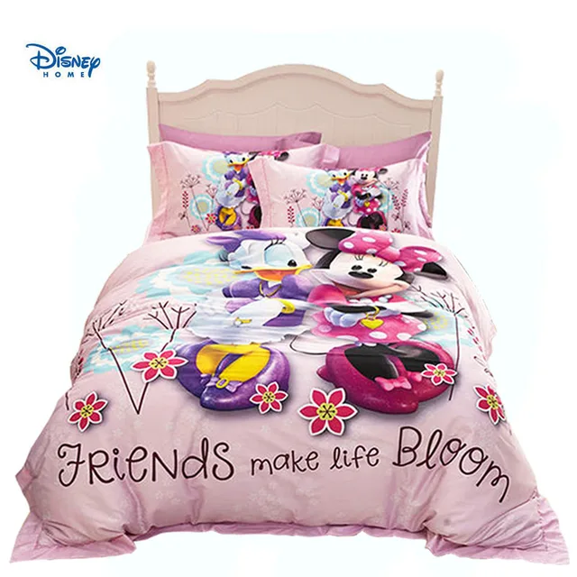 Us 91 14 21 Off Pink Disney Minnie Mouse Bed Linens 100 Cotton 3d Girl Baby Comforter Set Cartoon Beddings 3 4 5 Pc Children Pillow Cover Sheet In
