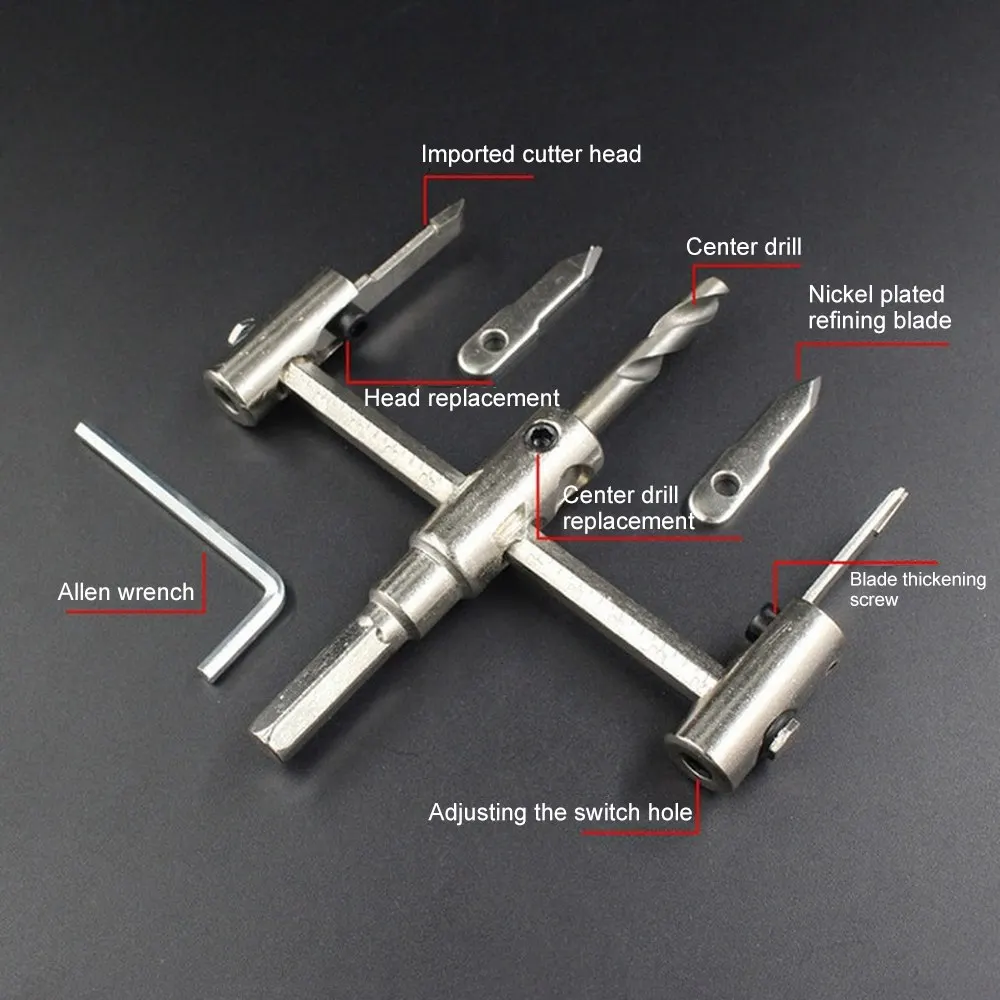 Adjustable Wood Circle Hole Saw Drill Bit Hope Opener Cutter Kit DIY Tool 120mm 200mm 300mm Laminates Hardwood Aircraft Cutter