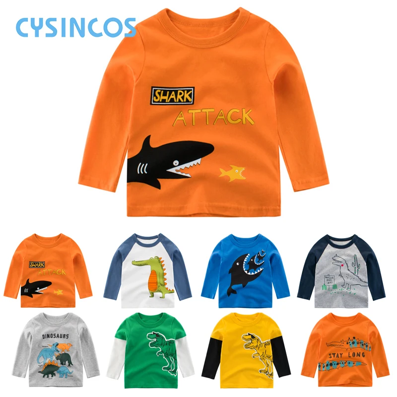 

Cute Cartoon Animal T-shirt Boys Casual Clothing Spring Autumn Long Sleeve Cotton Clothes Baby Casual Tops Tees Children T Shirt