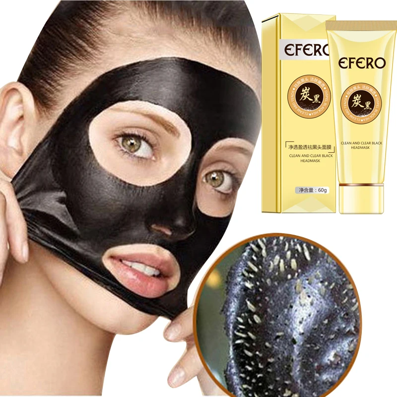 Efero, 60 г, черная маска для ухода за кожей черный горошек, маска на голову, полоски для носа, против акне, Антивозрастная маска для лица, угольная маска для удаления черных точек