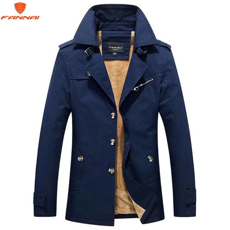 Новинка, зимняя мужская куртка, теплое пальто, модная повседневная парка, средней длины, уплотненное пальто для мужчин, зимнее пальто, размер 5XL - Цвет: Navy blue