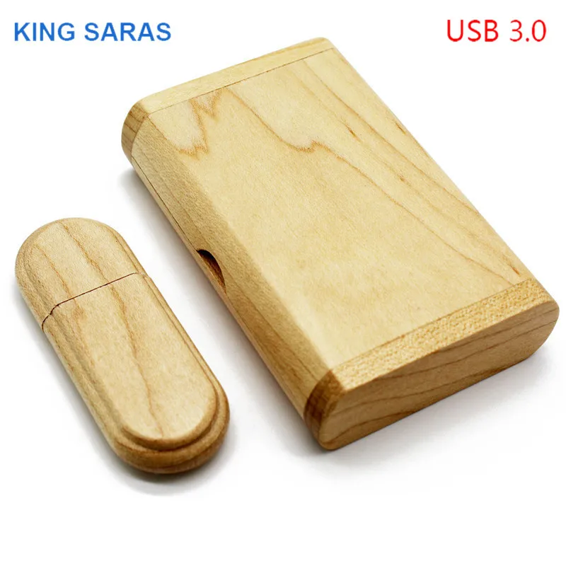 Король SARAS usb3.0 клена+ коробка usb флеш-накопитель 4 GB/8 GB/16 GB/32 GB/клен photogrephy Деревянный Гравировка логотипа лучший подарок