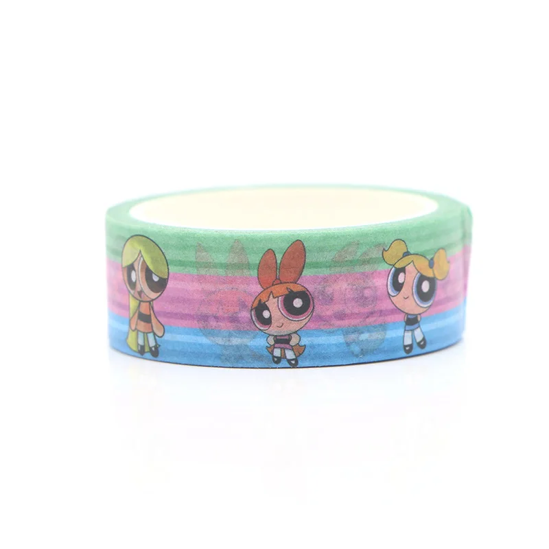 

Powerpuff girls cartoon funny DIY Scrapbooking Sticky Adhesive washi Paper Masking Tape Printed Patterns stickers decals E0156