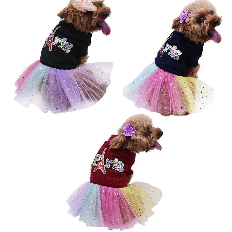 Cute Dog Tutu Dress for Girls Dogs Puppy Princess Dress Colorful Lace Skirt Pet Clothes Wedding Cupcake Apparel for Doggy