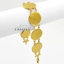 20 мм новые модные ювелирные изделия мужские женские монеты звено цепи желтое золото цвет браслет Золотые украшения DJB152