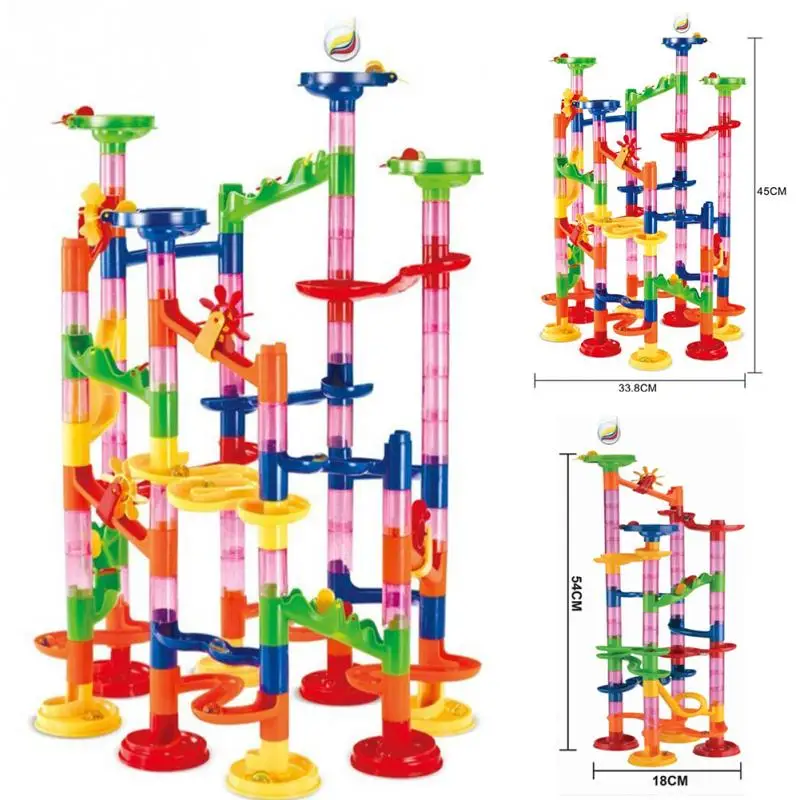 DIY Construction Marble Race Run Maze Balls Building Blocks Deluxe