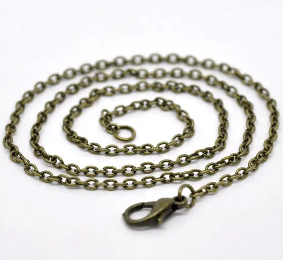

Free shipping!!!!Bronze Tone Lobster Clasp Chain Necklaces 2x3mm 18"L