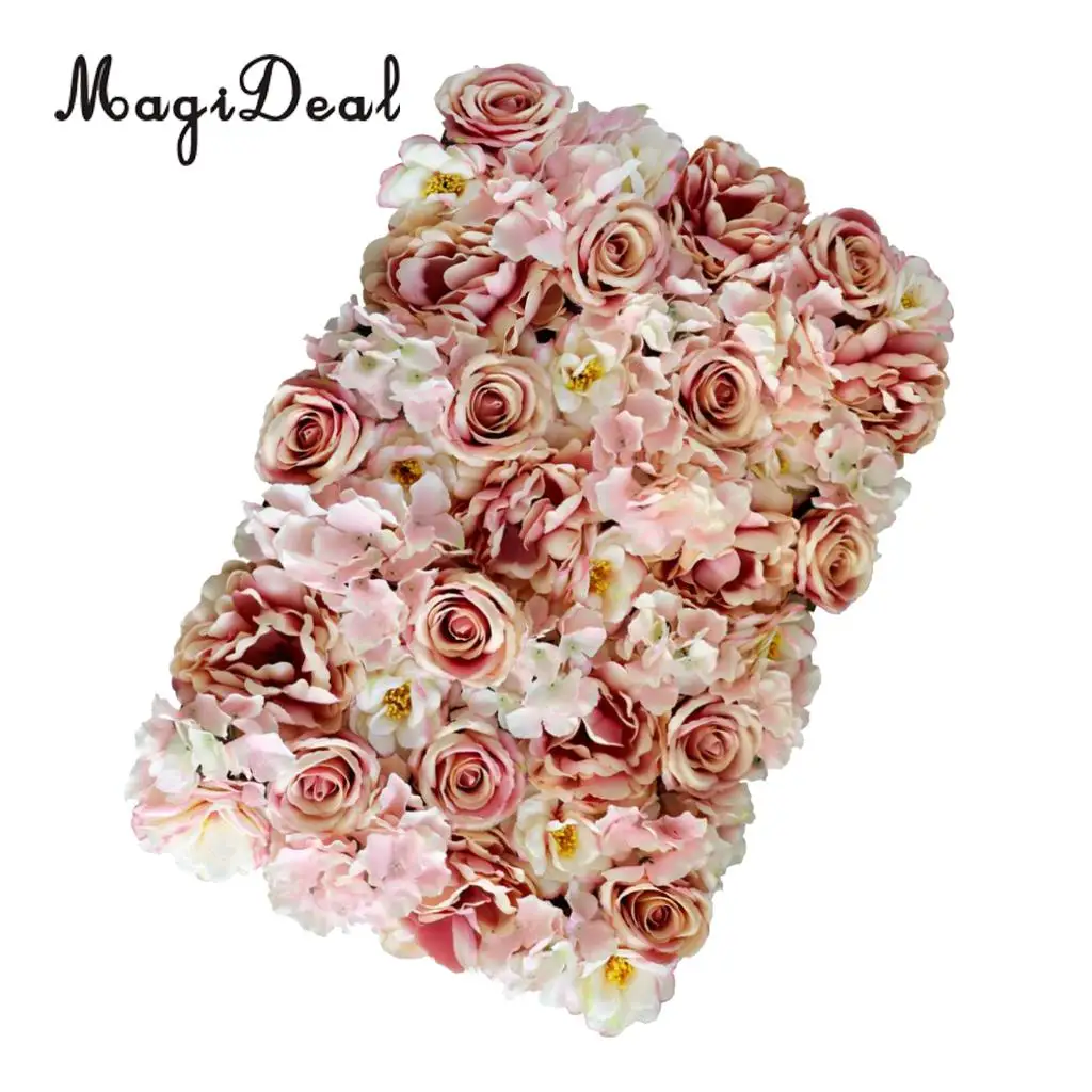 MagiDeal Artificial Flower Wall Panels Wedding Venue Decor Photo Backdrop Light Pink