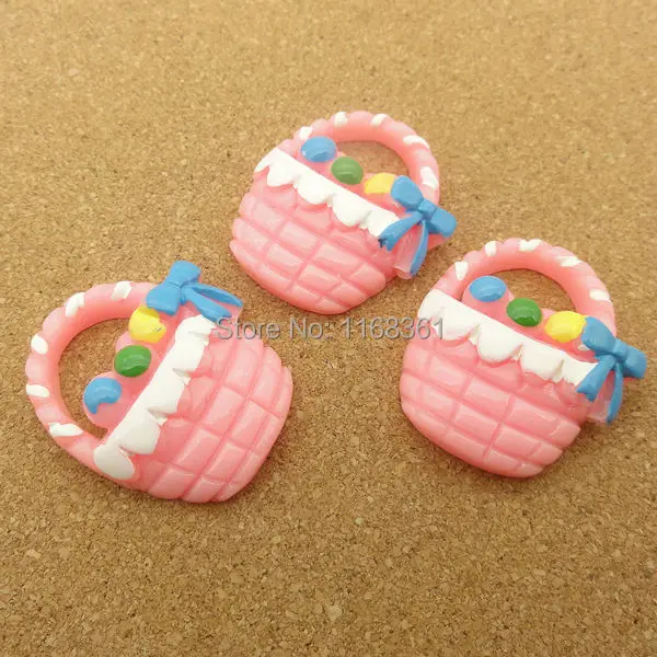 1pcs/lot resin flat back Halloween pink fruit basket 28mm Cabochons Scrapbooking Hair Bow Center DIY Christmas decration C118-1