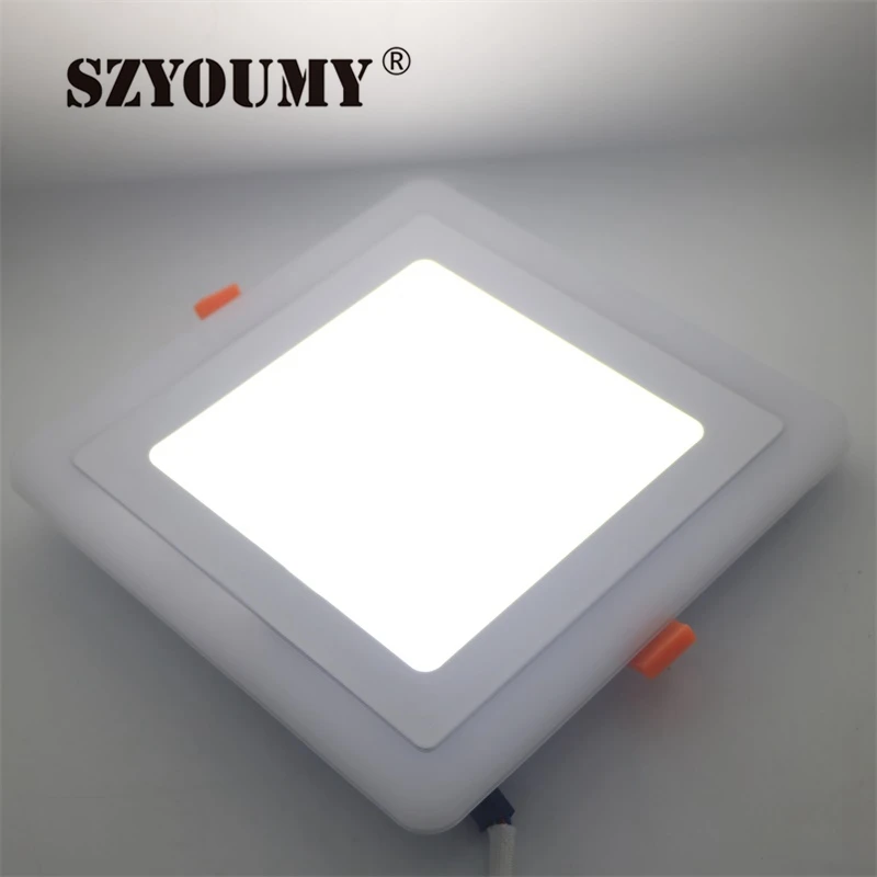 Szyoumy AC85-265V LED Панель свет 6 Вт 9 Вт площадь скрывал двойной Цвет холодный белый + синий/красный/ розовый/rgb светильник