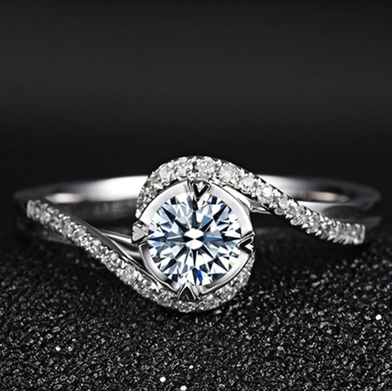 YINHED Elegant Solitaire Ring Genuine 925 Sterling Silver Wedding Rings for Women 6mm 1 Carat CZ Diamant Engagement Ring ZR326