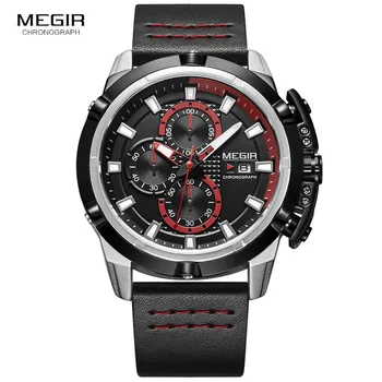 

Men's Sports Racing Quartz Wrist Watches Leather Strap Clock Chronograph Stop Watch Man Luminous Relogios Masculino 2062GBK-1