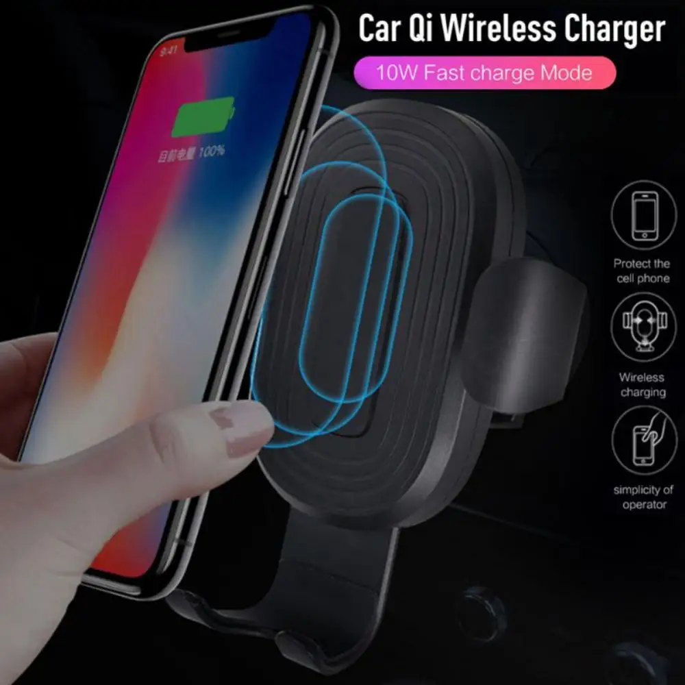 Wireless Car Charger Mount 10W Qi Fast Charging Touch Sensitive Air Vent Dashboard Phone Holder for iPhone 8/X Samsung S7/S8