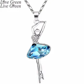 

2017 summer women new hotselling 18KGP Austrian Crystal Balet Dance Dancing Girl Pendant Charm fashion Necklace Jewelry 84358