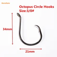 50 шт. 3/0 высокоуглеродистой Сталь Химически заточены Осьминог океан рыболовные крючки 7385 океан рыболовный крючок Смещение крючки