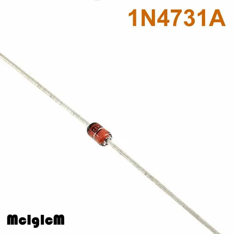 

MCIGICM 100 pcs Zener Diode 4.3V 1W Through Hole DO-41 1N4731 1N4731A
