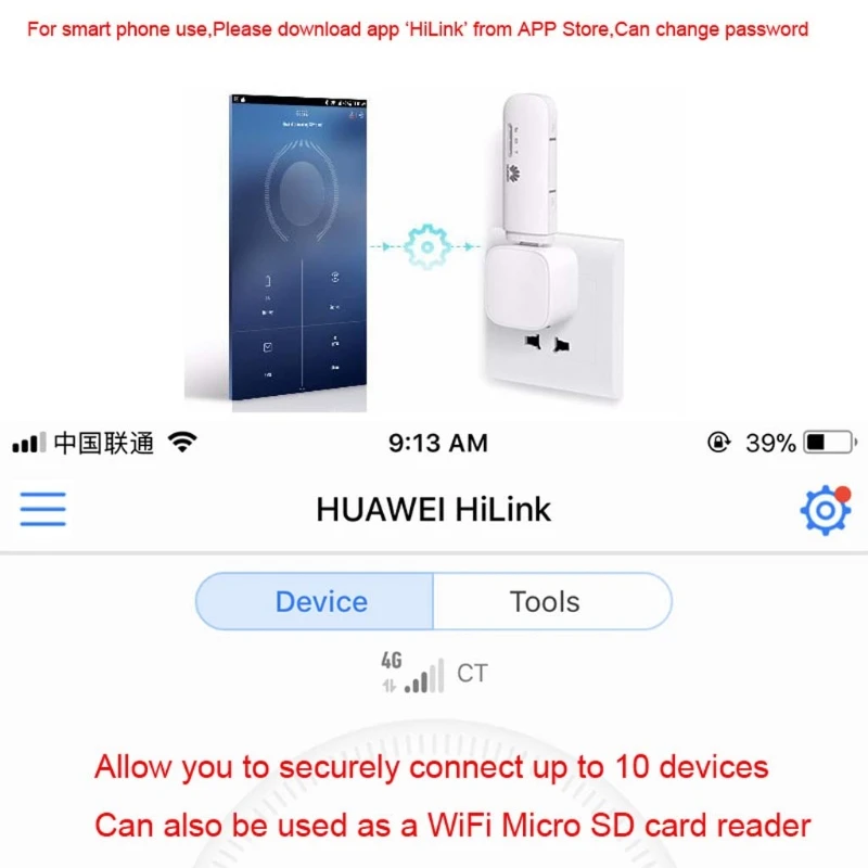  Unlocked Huawei E8372h-608 WiFi Hotspot 150Mbps LTE 4G 3G USB Modem Stick Router