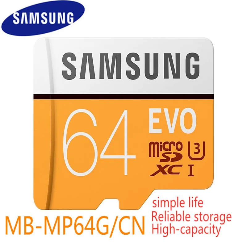 Оригинальный samsung карта памяти Evo объемом 64 Гб Sdhc мини карт 64 Гб Sdxc карты мемуары C10 U3 Sd безопасный для смартфона, флэш-устройство для чтения