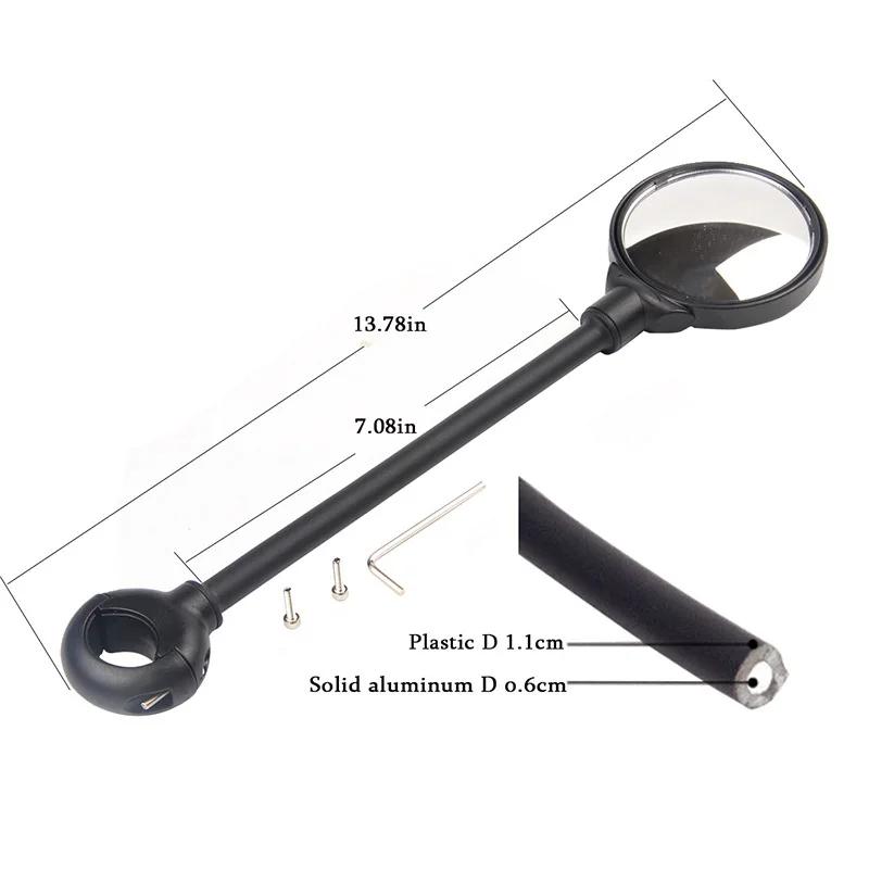 Flexible Rearview Mirror Bike Bicycle Cycling Aluminum Rear View Mirror Handlebar Adjustable Practical