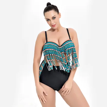 

Large Size Tassel High Waist Bikini Push Up Bathing Suits Tankini Plus Size Swimwear Women Two Piece Swimsuit Girls XXL XXXL 5XL