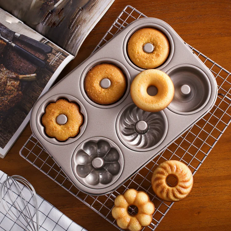 12 Holes Donut Mold Cookies Non Stick Doughnut Mould Baking Oven Tray Cupcake Baking Mold Muffin Baking Form Bakeware Tools - Цвет: 6 donuts mold