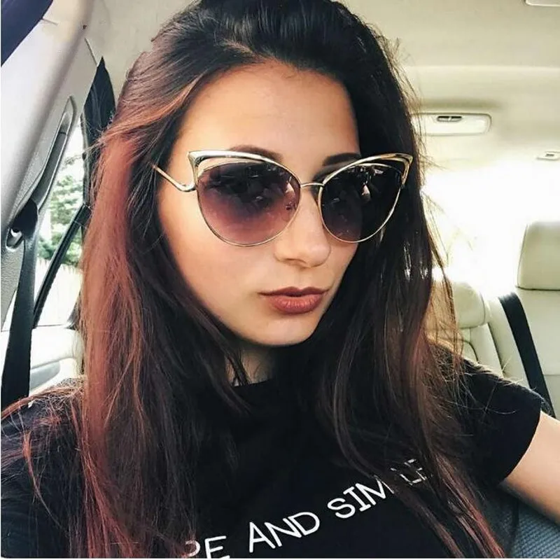 

Sexy Cat Eye Sunglasses Coating Mirror Men Women 2018 Fashion Shades UV400 Vintage Glasses Oculos
