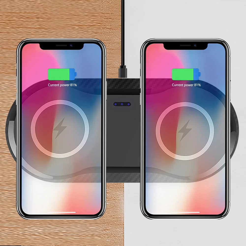 

FDGAO Double QI Wireless Charger for IPhone X XR XS Max 8 Plus Samsung Galaxy S10 S9 S8 for Xiaomi mi 9 Wireless Charging pad