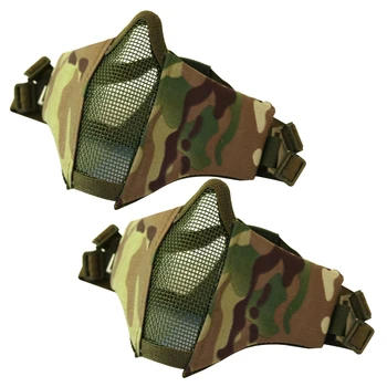 

Half Lower Face Hot Airsoft Mask Metal Steel Net Mesh Mask Hunting Cycling Tactical Protective CS Halloween Party Half Face Mask