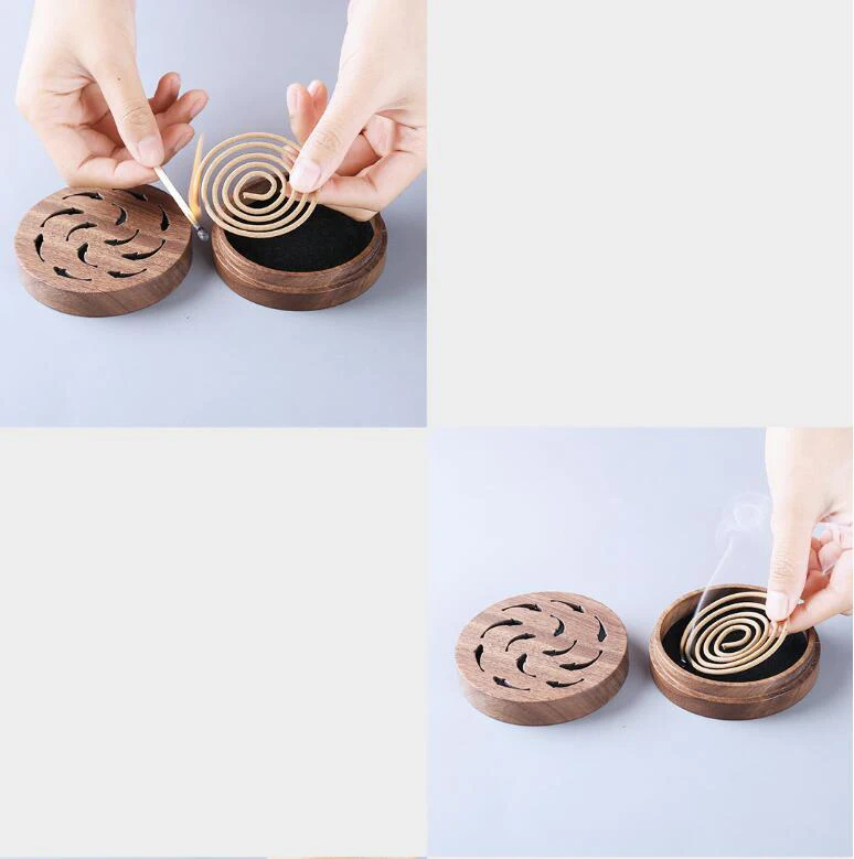 Xiaomi Incense burner Lucky charm Black walnut Material Oriental Aesthetics Holder Handmade Censer for House Office Decoration (8)