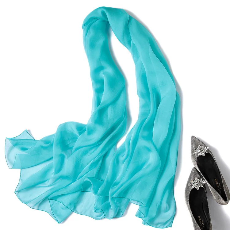 Негабаритный принт твердый женский шарф из натурального шелка чистый Женский Весна Лето солнцезащитное пляжное полотенце платок-хиджаб шарф - Цвет: 23