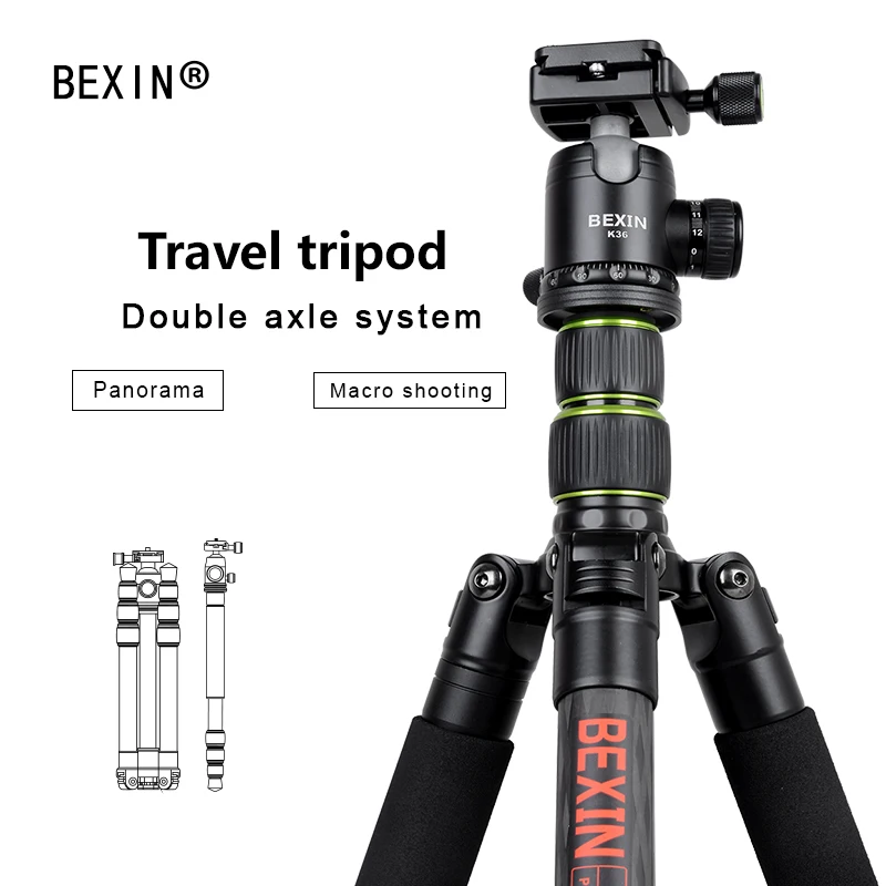BEXIN Photography Portable carbon Fiber Professional Camera Tripod
