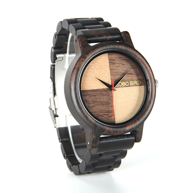 BOBO BIRD CdN07 Wood Wristwatches Quartz Watch Four Leaves Unique Antique Design Orologi for Men in Paper Gift Box