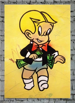 

free shippiing Pop artist Painting Richie Rich Graffiti with money hand painted no frame T-320