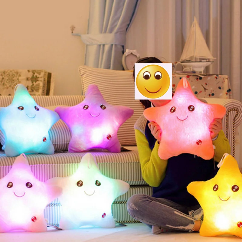 

2016 New Hot 35*38cm Kawaii Star Pillow Color Change Luminous Pillow with Led Light Soft Stuffed Animals Doll Toys for Children
