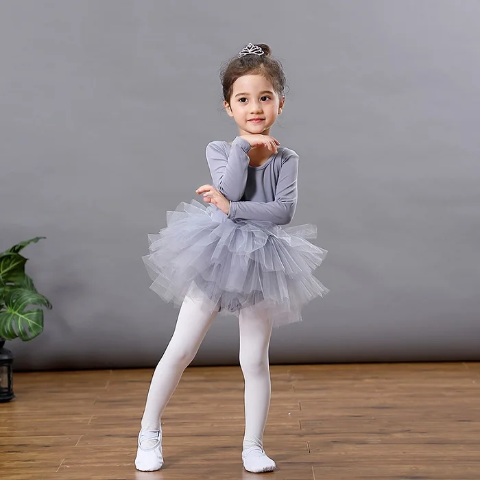 Модное балетное платье-пачка для девочек профессиональное детское танцевальное праздничное платье костюм для сцены свадебное платье принцессы для девочек от 2 до 8 лет - Цвет: navy gray2